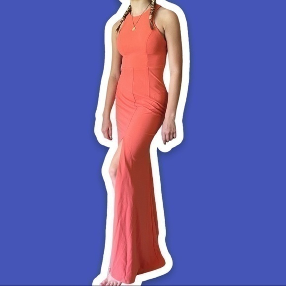 BARIANO XS Mai Pink Coral Sleeveless Full-Length Formal Dress Evening Gown